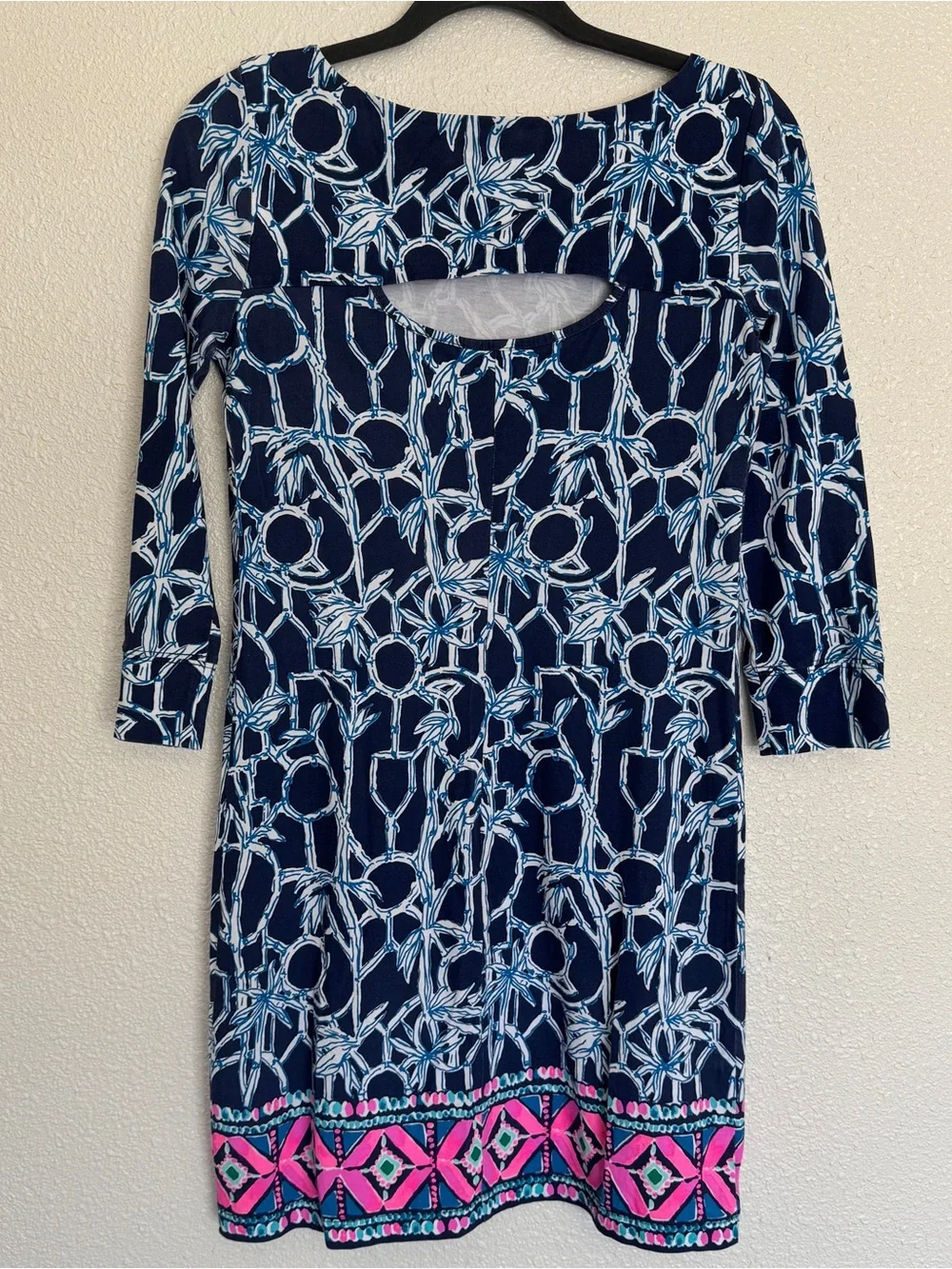 Lilly Pulitzer Size XS Pima Cotton Hollee Dress High Tide Navy‎ Lucky Bamboo